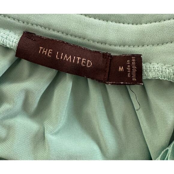 The Limited Medium Green Sleeveless Top Tropical Blue Floral Stretch Polyester - Picture 3 of 8